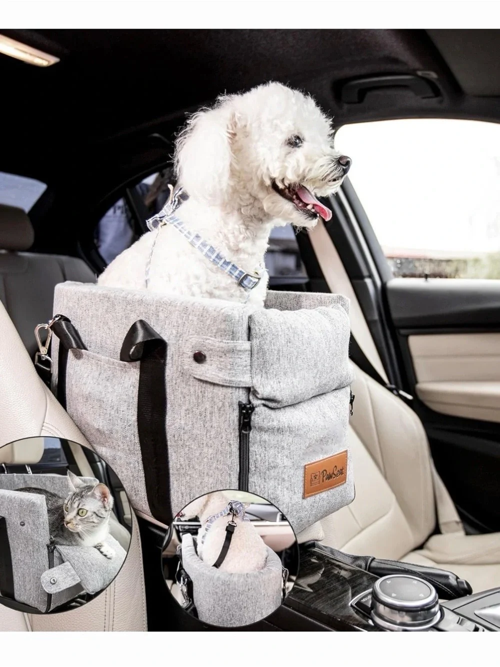 Authentic Pawseat Corduroy Dog Car Seat in Beige